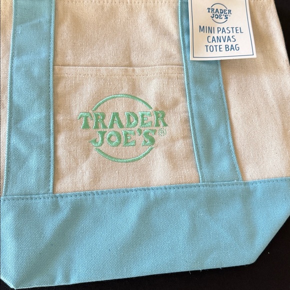 Trader Joe's Mini Tote Pastel Blue Bag🐇 - Picture 4 of 5
